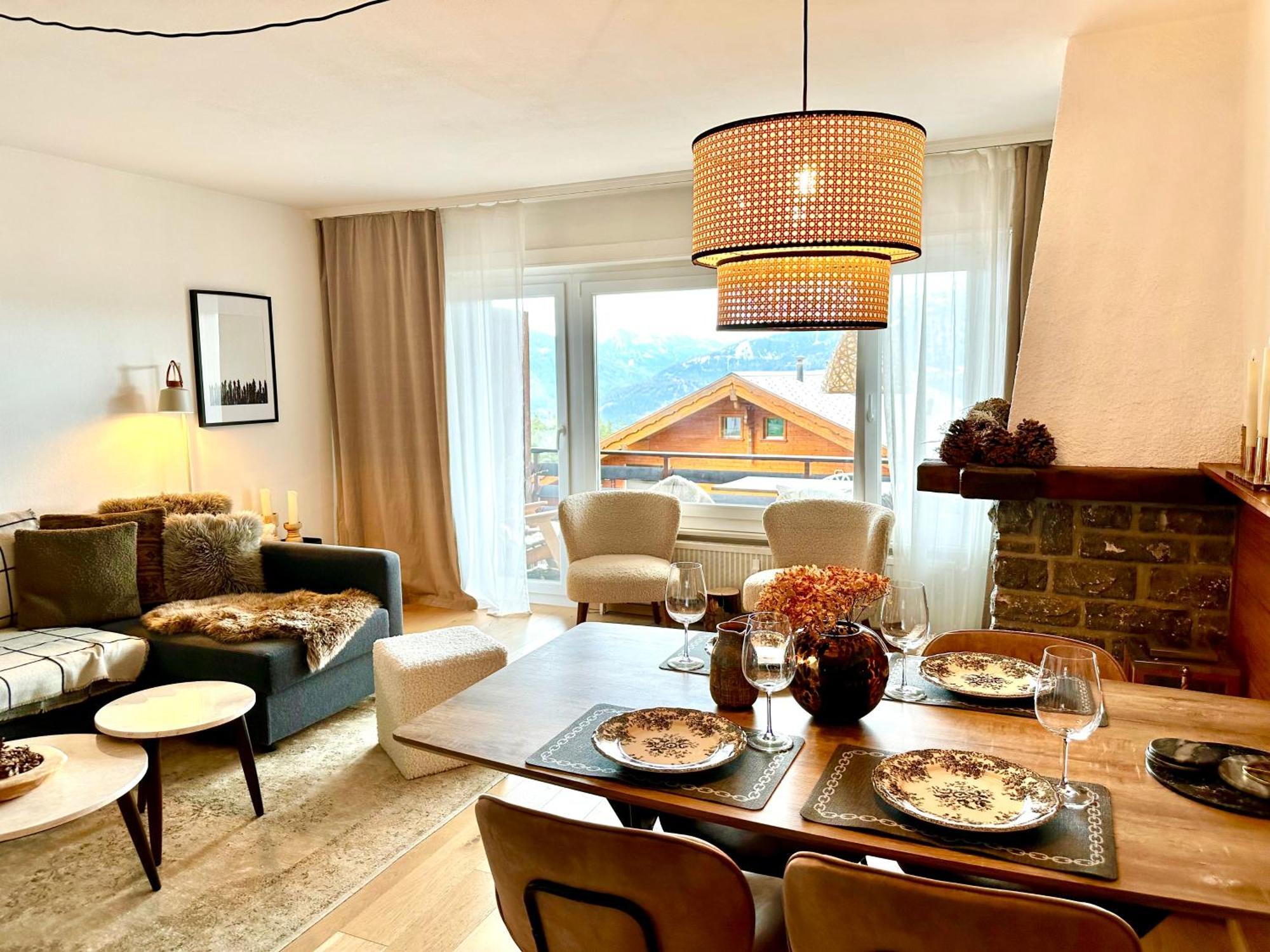 Window On Crans Montana, Appartement Avec Vue Sur Les Alpes Bagian luar foto